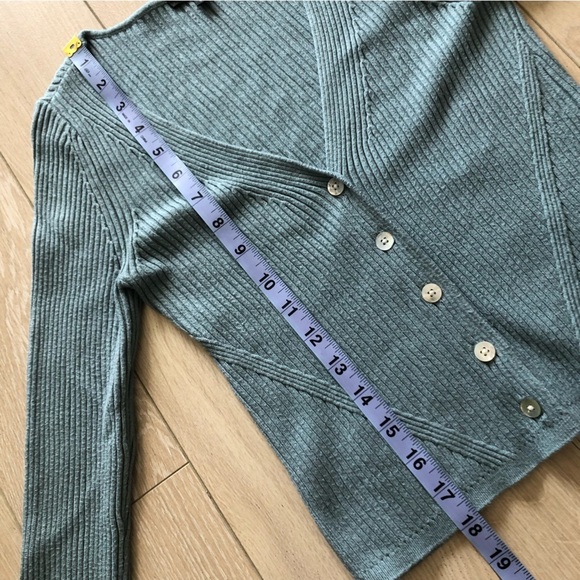 Dynamite Ribbed Shell Button Cardigan in Light Blue - Picture 9 of 9